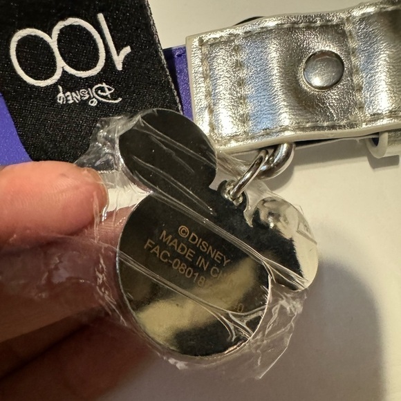 Disney Parks DISNEY100 Dog Collar Large Length Silver/Purple - Picture 2 of 11